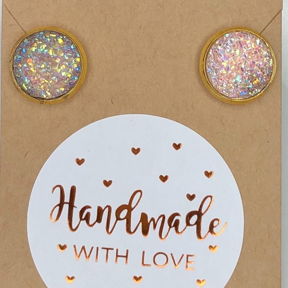 Druzy Stud Earrings Hypoallergenic 12mm